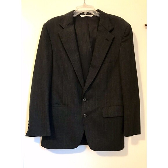 Christian Brooks Blazer Suit Jacket Mens Size 40 wool 100% Charcoal Pinstripe - Picture 1 of 4